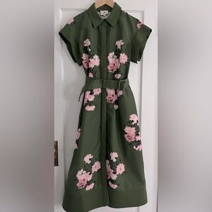 Tuckernuck Chloe Green Wrap belted Dress with floral print